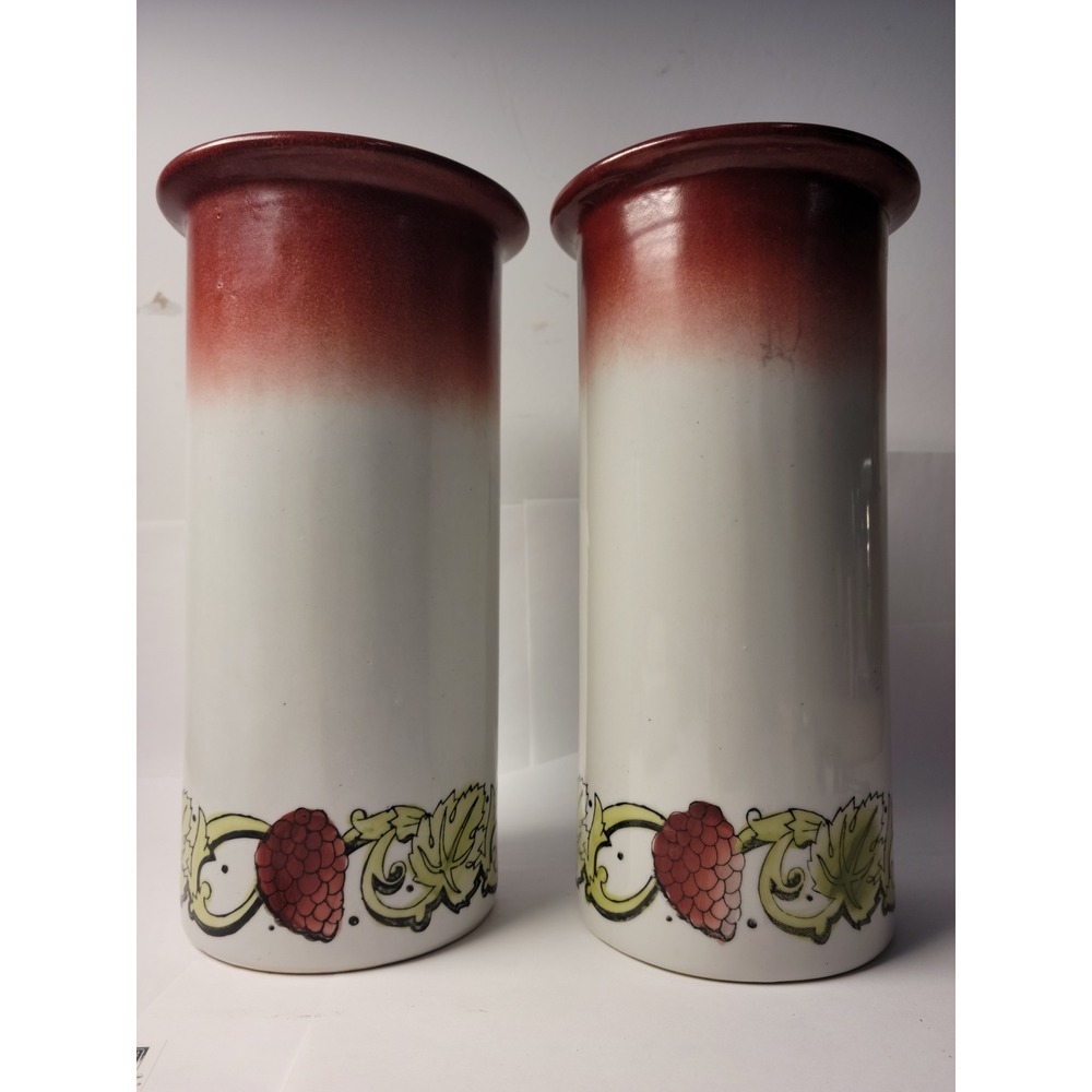 Ecco Nova Ceramic Vases‎ Unisex Red Ombre Botanical Berry Set of 2